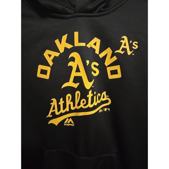 Oakland Athletics Synthetic Pullover Hoodie Majestic Youth Large - Picture 3 of 11